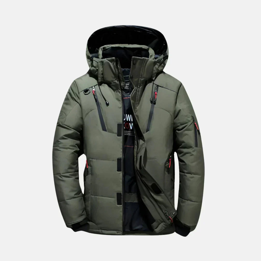 Heren winterjas met verlengde zoom