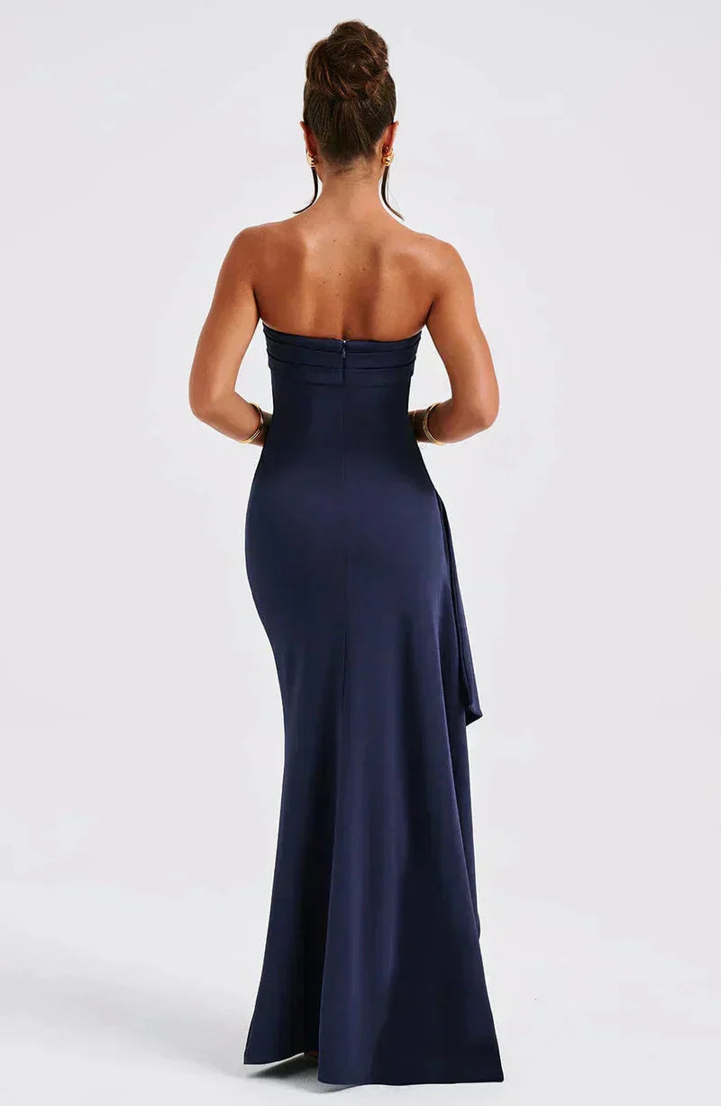 Dames maxi-jurk met off-shoulder twist en vloeiend silhouet